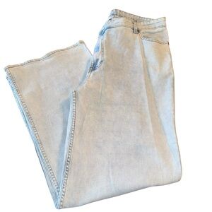 SO Wide-Leg Jeans Womens 17 Blue Light Wash Denim Cotton Blend High Rise Zip Fly